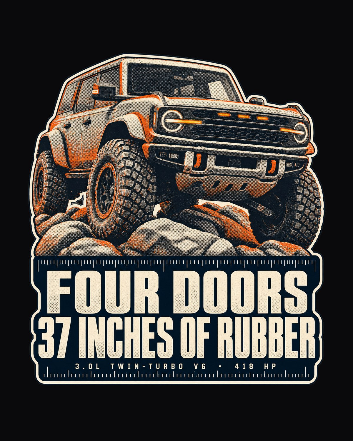 Ford Bronco Raptor Halftone Shirt, Four Doors 37 Inches design only