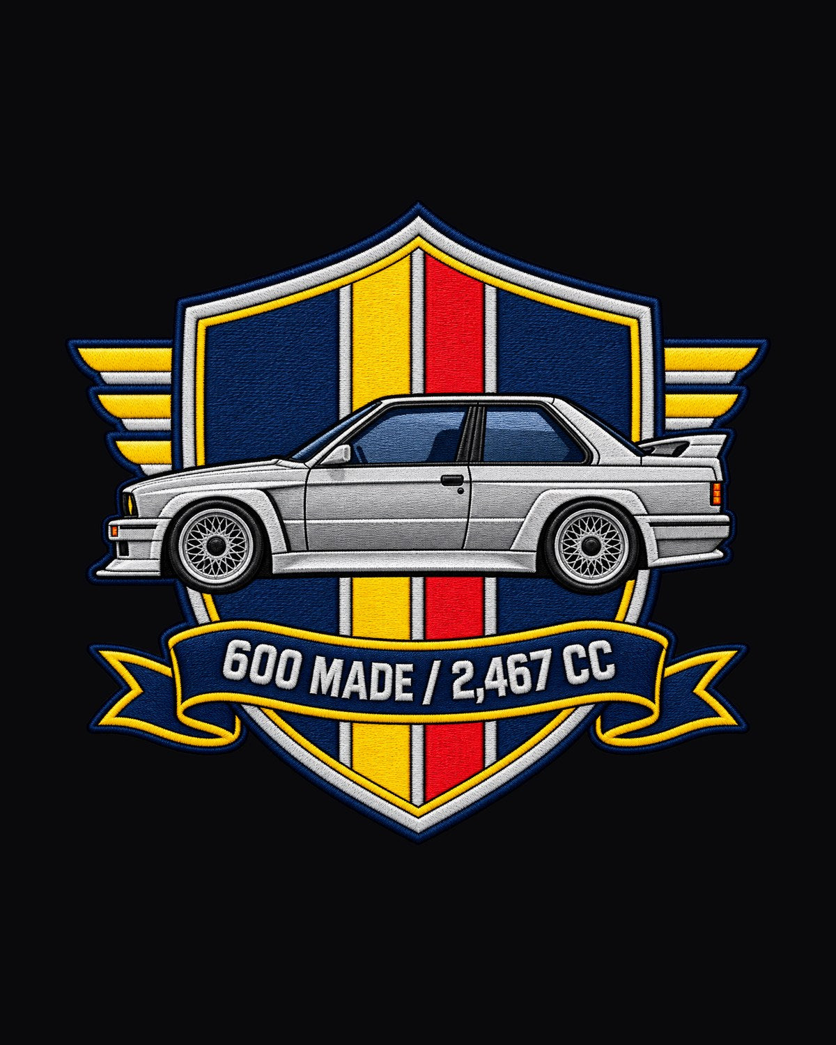 BMW E30 M3 Sport Evo Varsity Crest Shirt, 600 Built design only