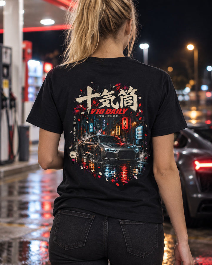 Audi R8 V10 Daily Driver Shirt, Hoodie & More T-Shirt Black worn hero