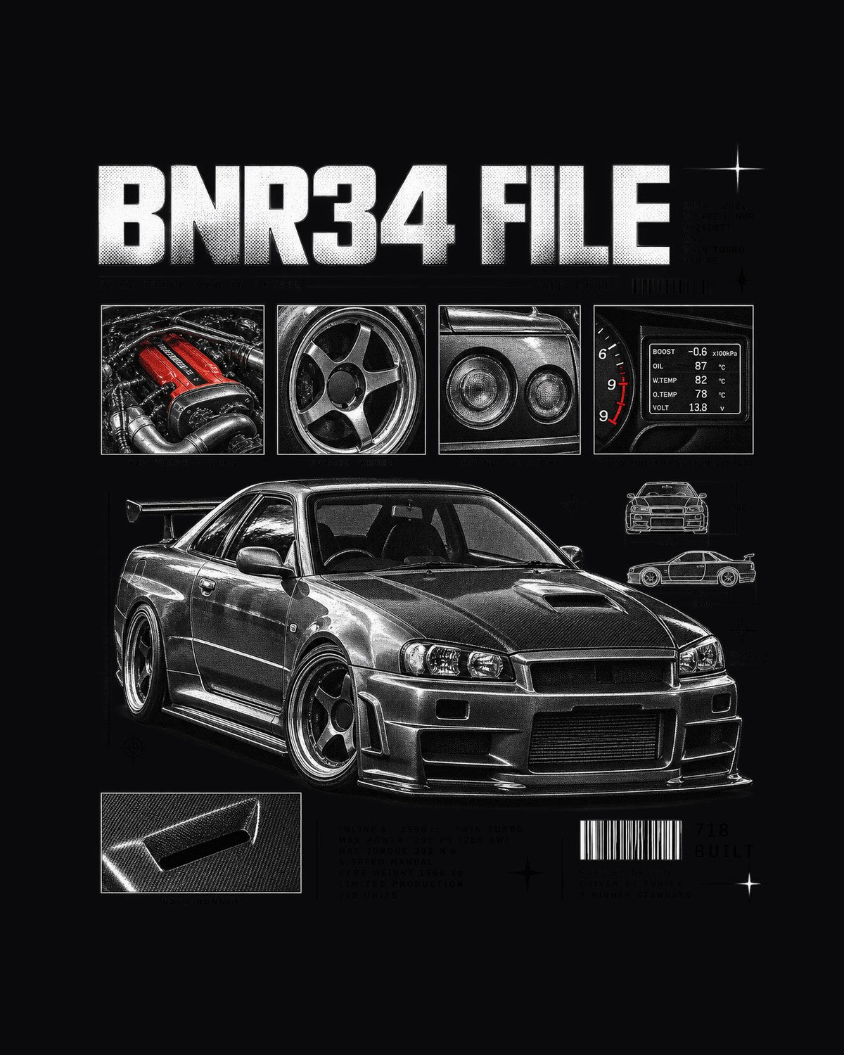 Nissan Skyline GT-R R34 V-Spec II Nur BNR34 File Shirt design only
