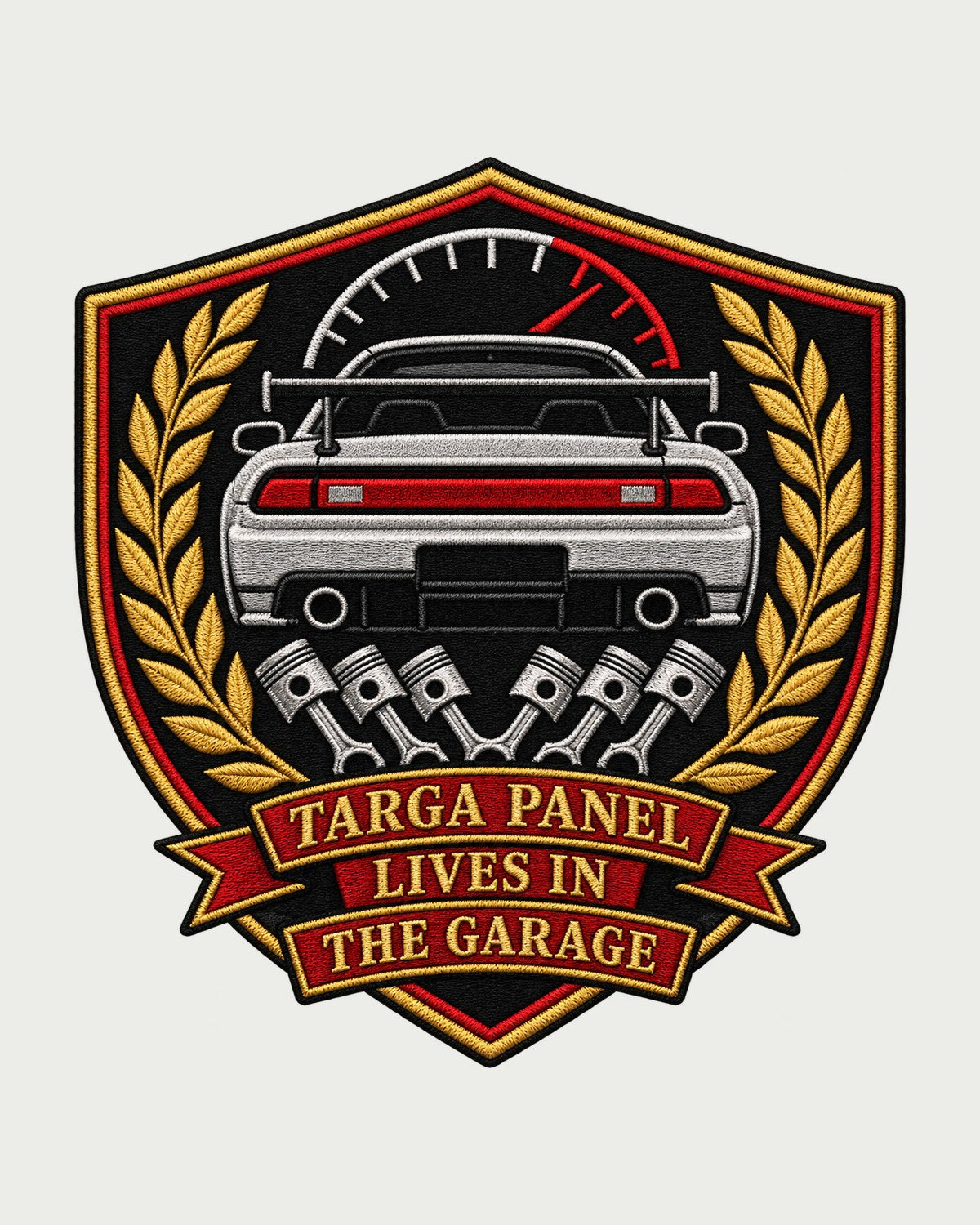 Toyota Supra A80 Targa Panel Lives in the Garage Crest Shirt design only