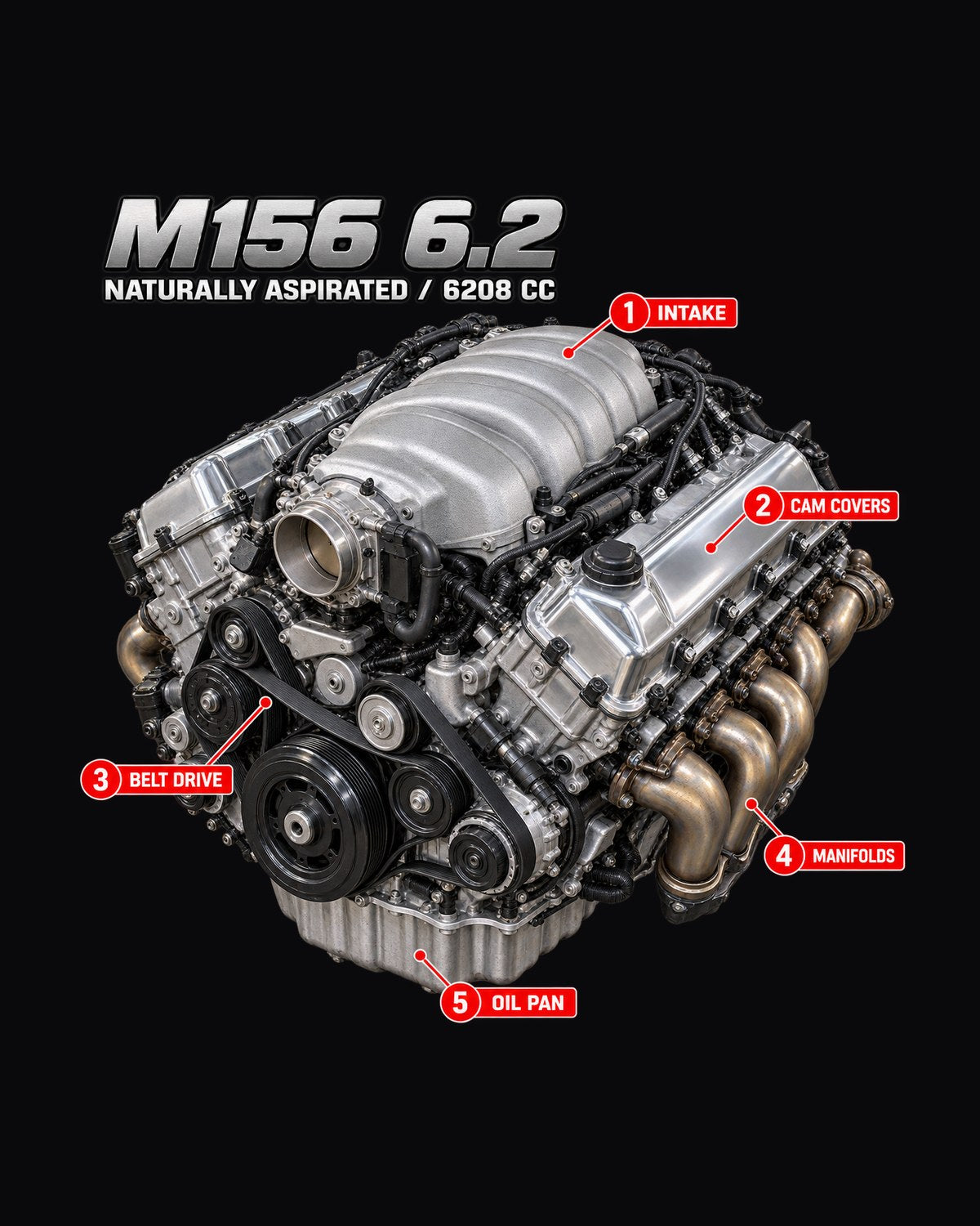 Mercedes C63 W204 M156 Engine Hero Shirt, Naturally Aspirated design only