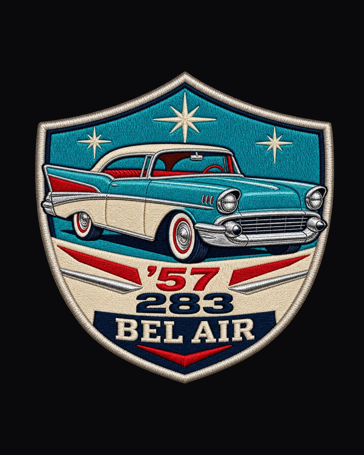 Chevrolet Bel Air 1957 283 Shield Crest Car Guy Shirt design only