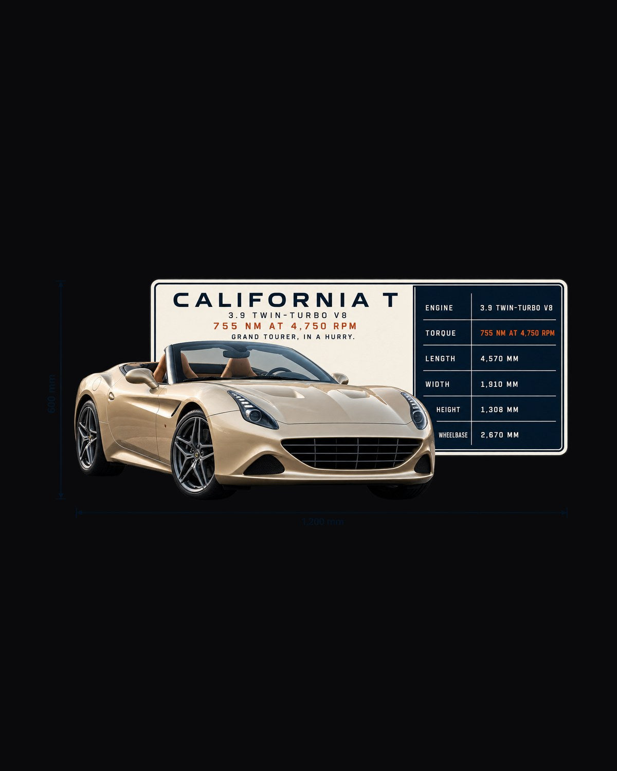Ferrari California T Spec Poster Shirt, 755 Nm Grand Tourer design only