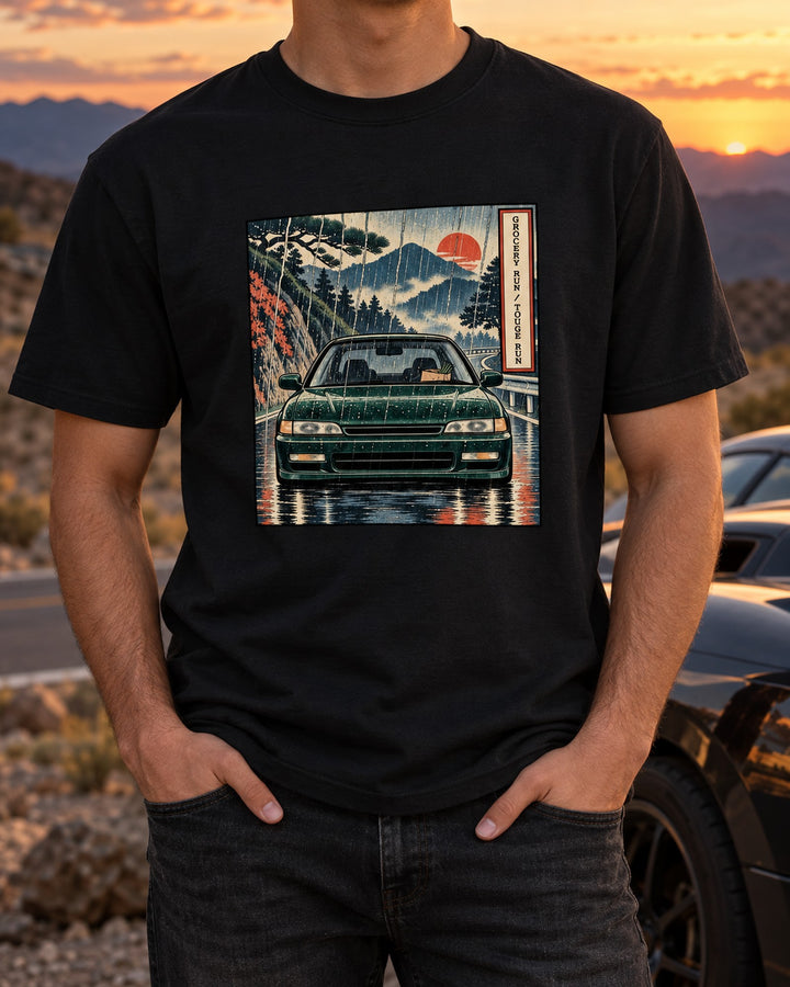 Honda Accord CD6 SiR Ukiyo-e Touge Print Shirt T-Shirt Black worn hero
