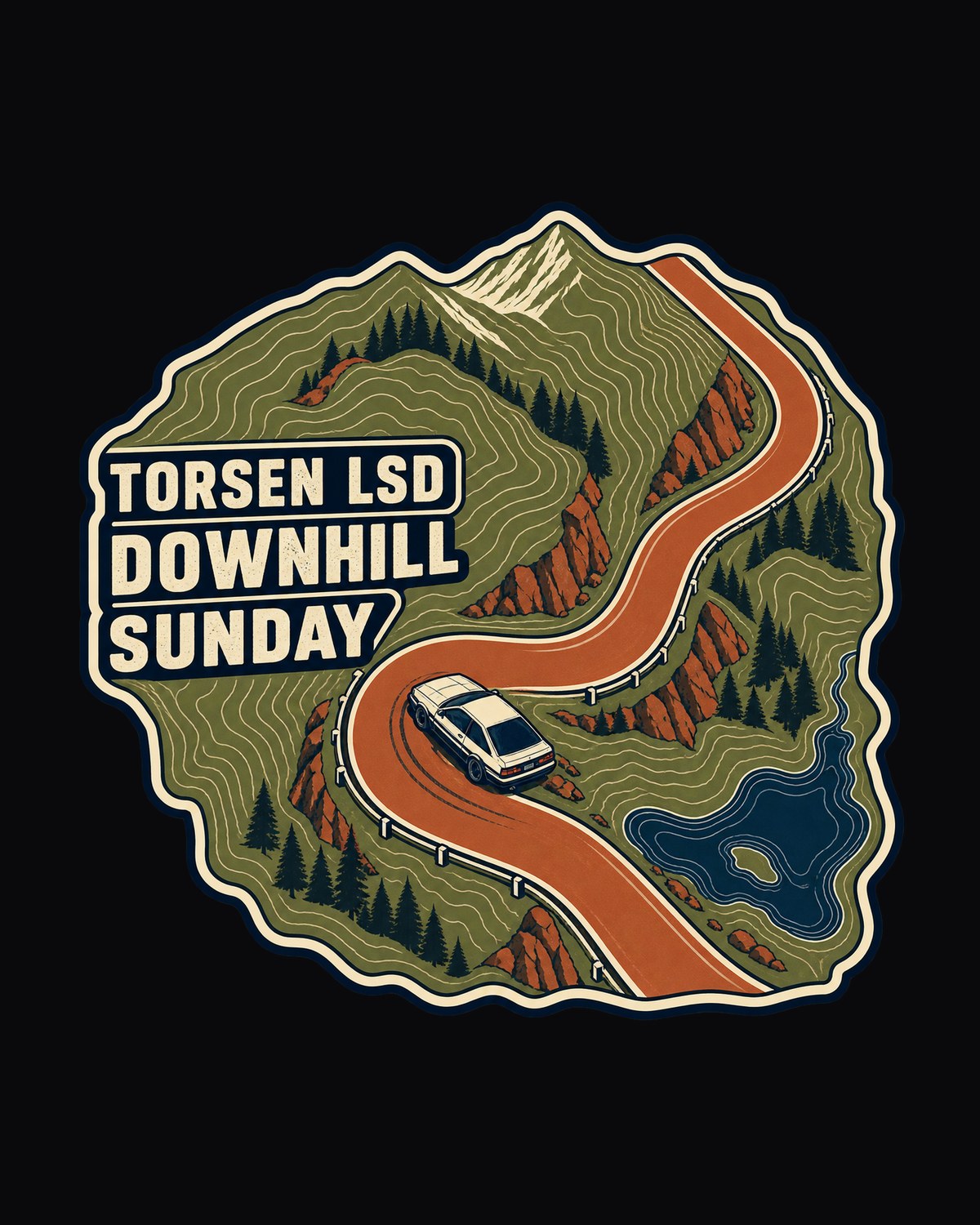 Genesis Coupe BK2 Touge Route Map Shirt, Torsen LSD Sunday design only
