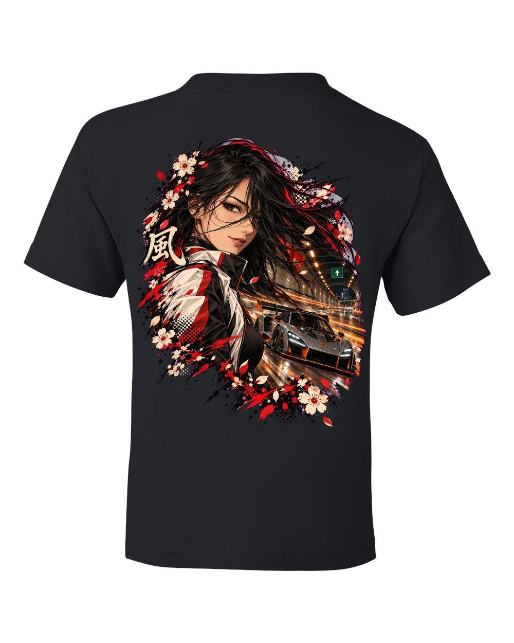 McLaren Senna Anime Girl Kids Tee Black back