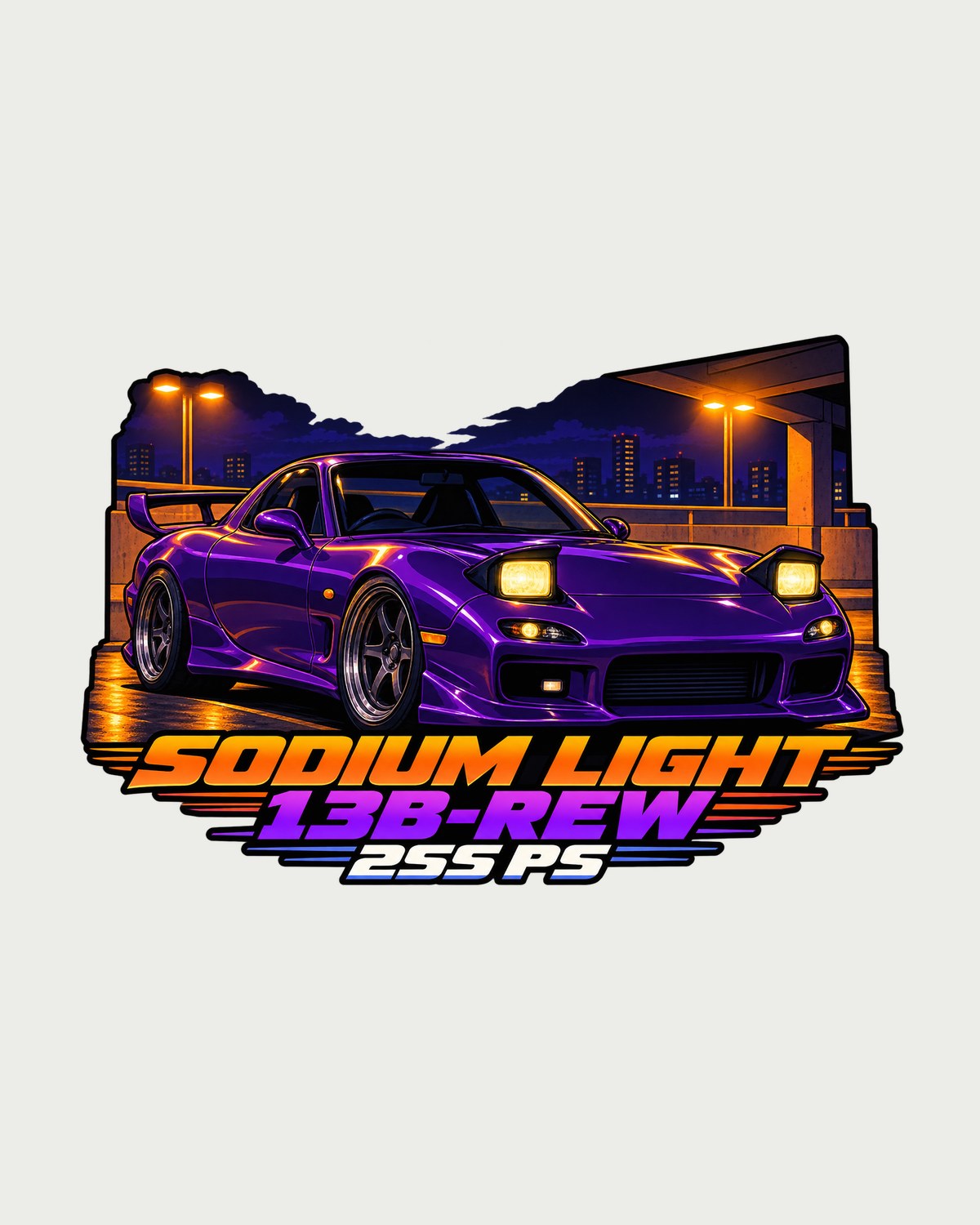 Mazda RX-7 FD3S 13B-REW Anime Car Park Night Shirt design only