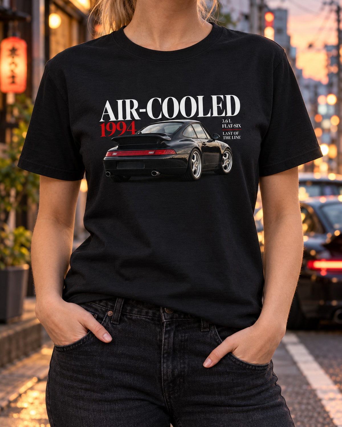 Porsche 911 993 Air-Cooled Carrera Editorial Shirt T-Shirt Black worn hero