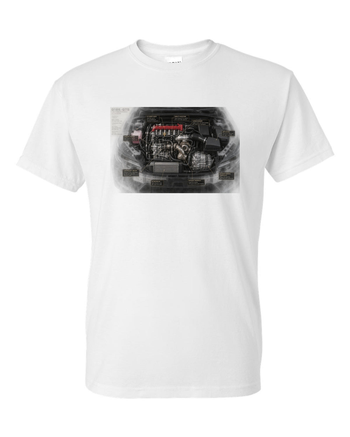 GR Corolla Circuit Edition Aero Callouts Graphic Tee white t-shirt front view with the design