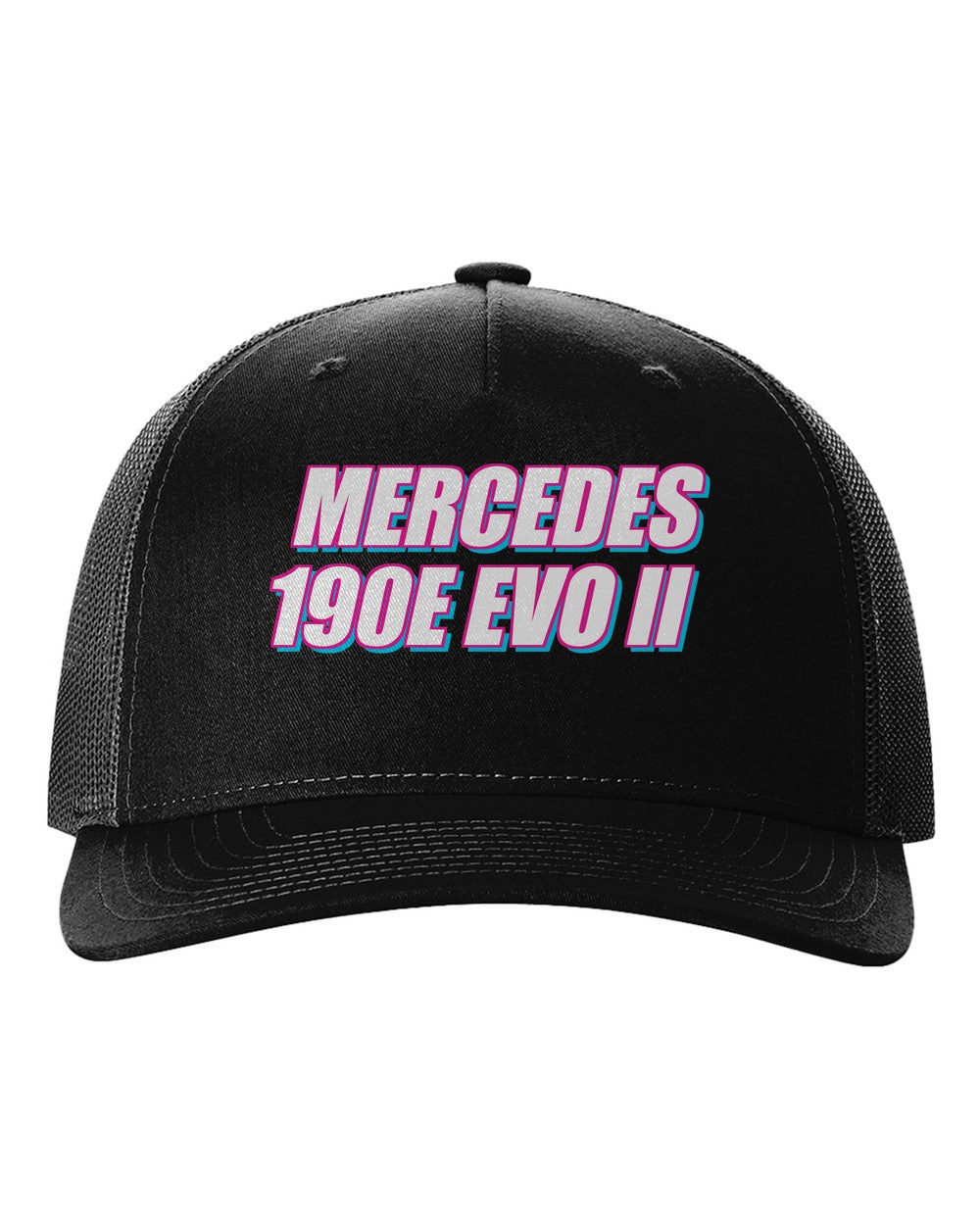 black hat front view with car name