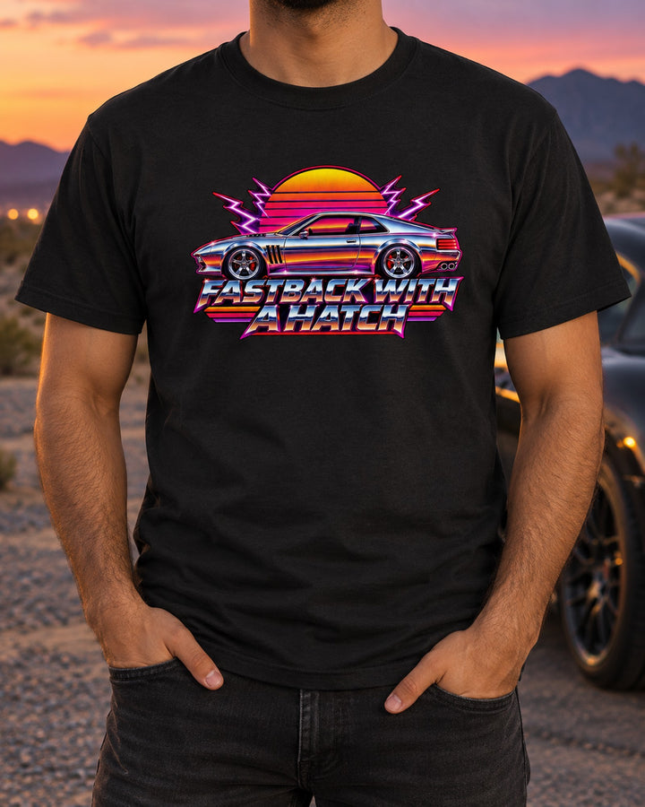 Kia Stinger GT CK Airbrush Chrome Sunset Fastback Tee T-Shirt Black worn hero