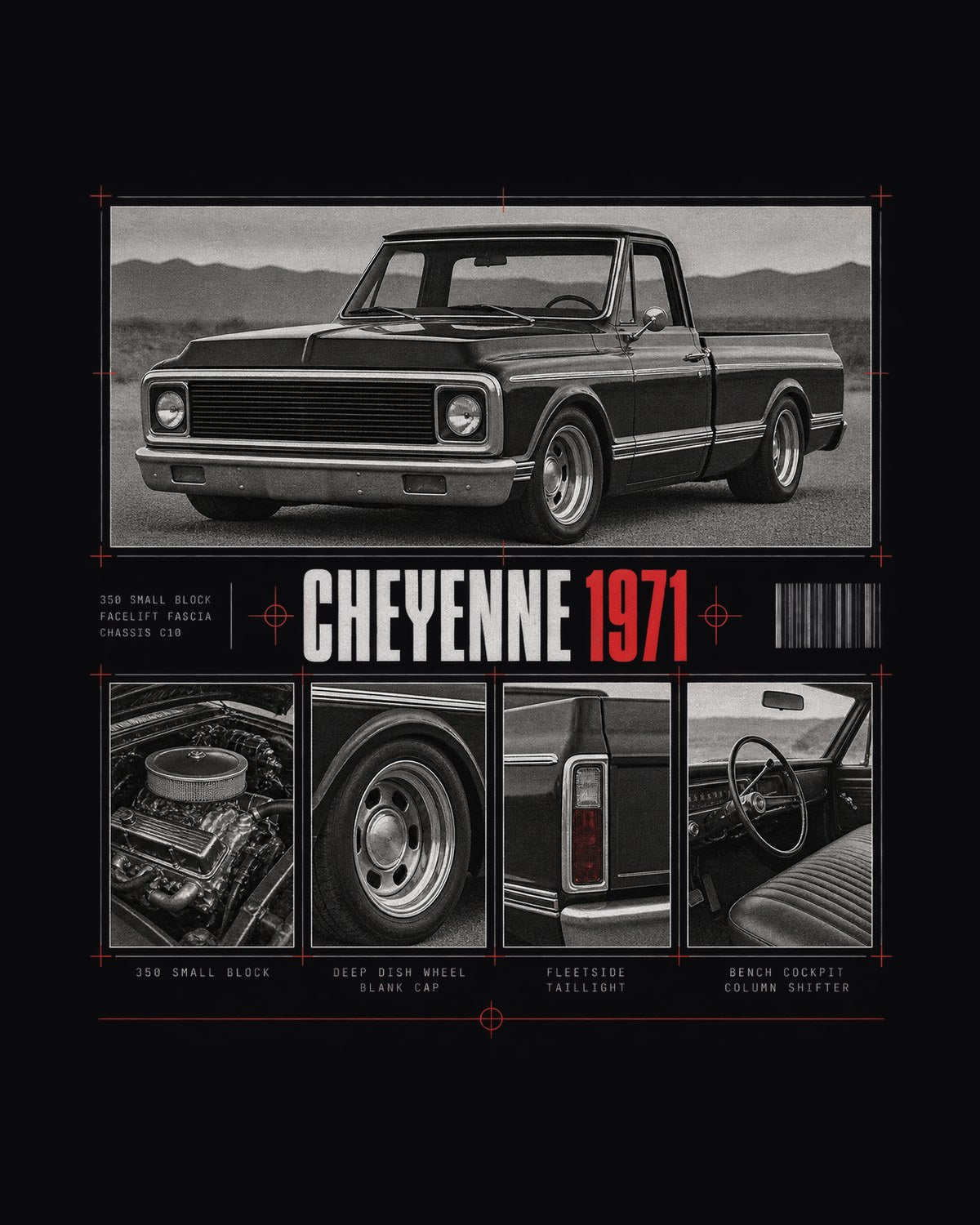 Chevrolet C10 Cheyenne 1971 Dossier Panels Shirt, 350 design only