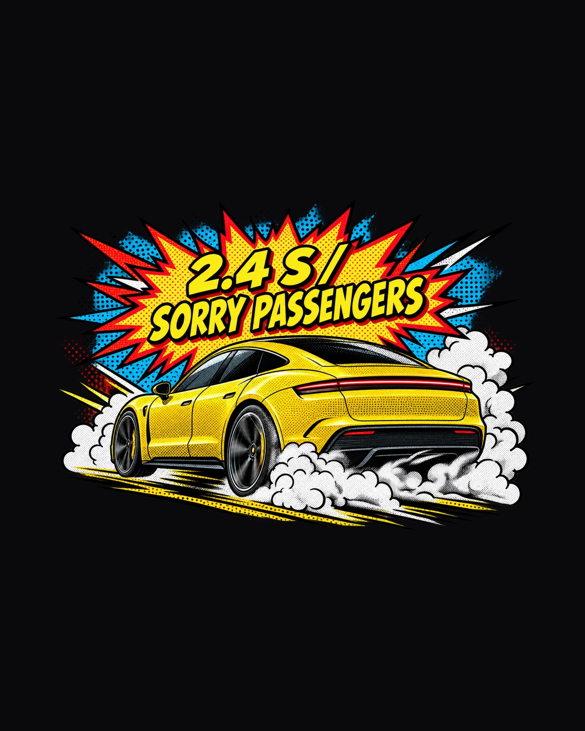 Porsche Taycan Turbo S 9J1 Halftone Pop Art Launch Shirt design only
