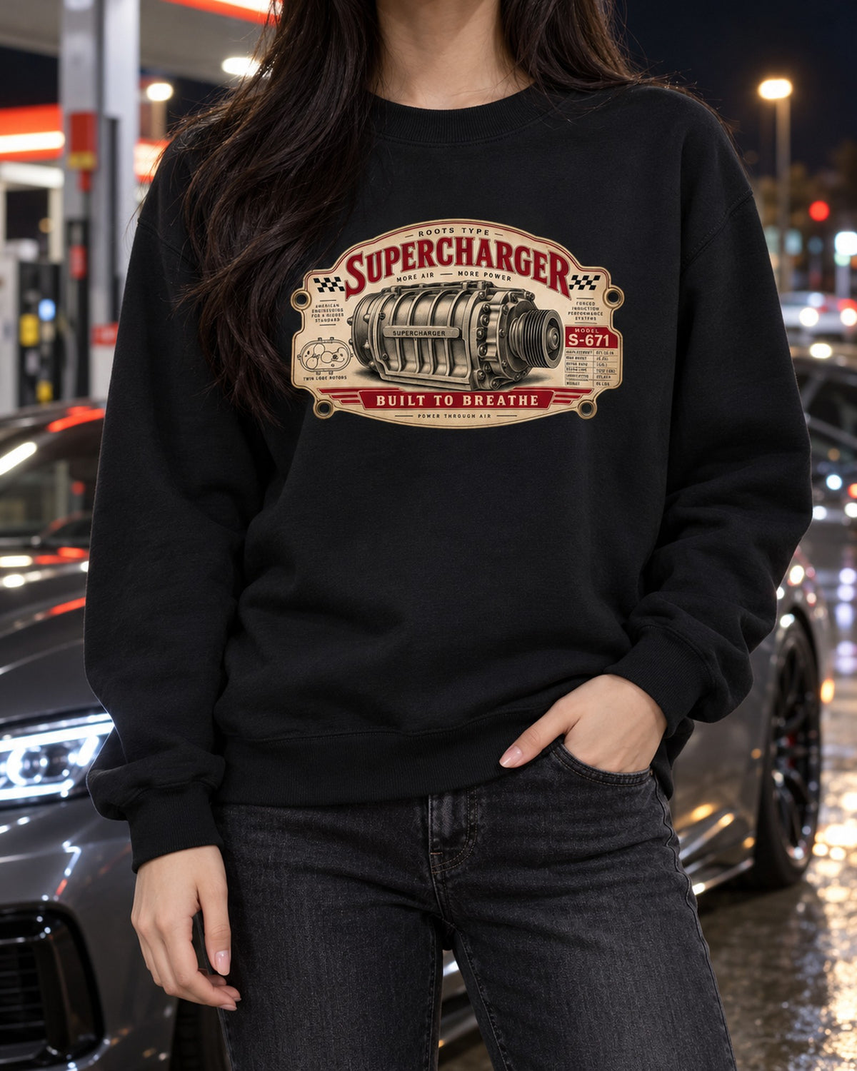 2023 Ford F-150 Raptor R P702 Supercharger Spec Plate Shirt Crewneck Black worn hero