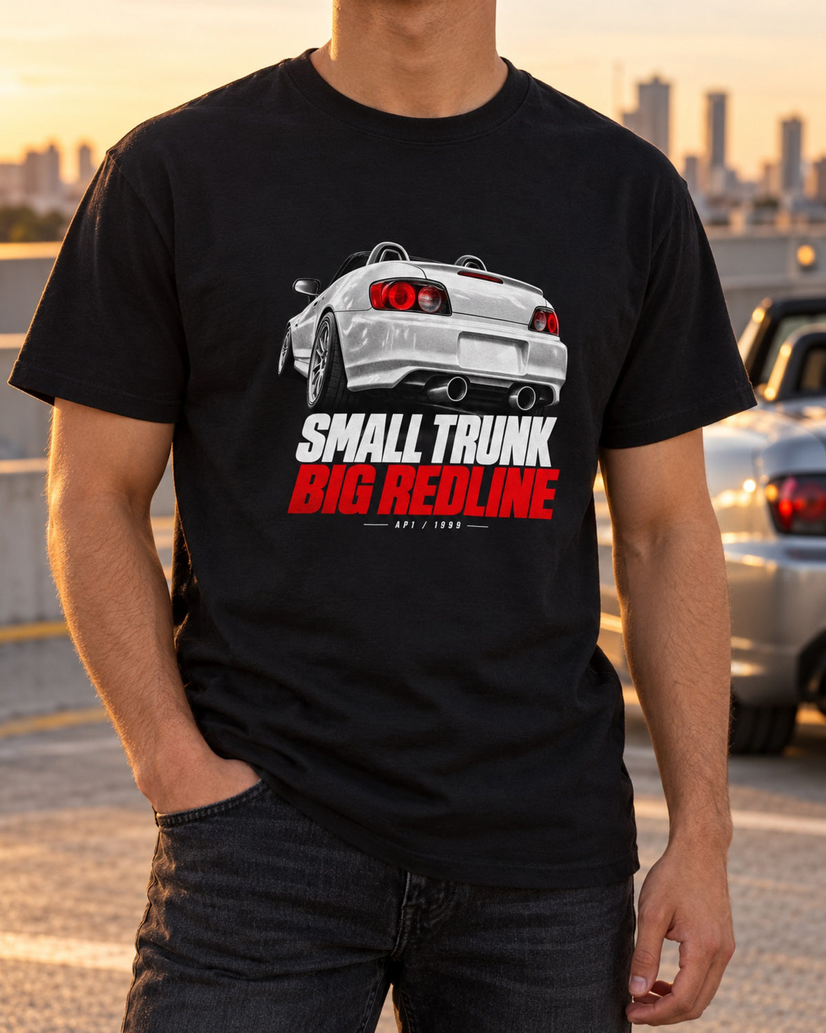Honda S2000 AP1 Small Trunk Big Redline Taillight Detail Tee T-Shirt Black worn hero