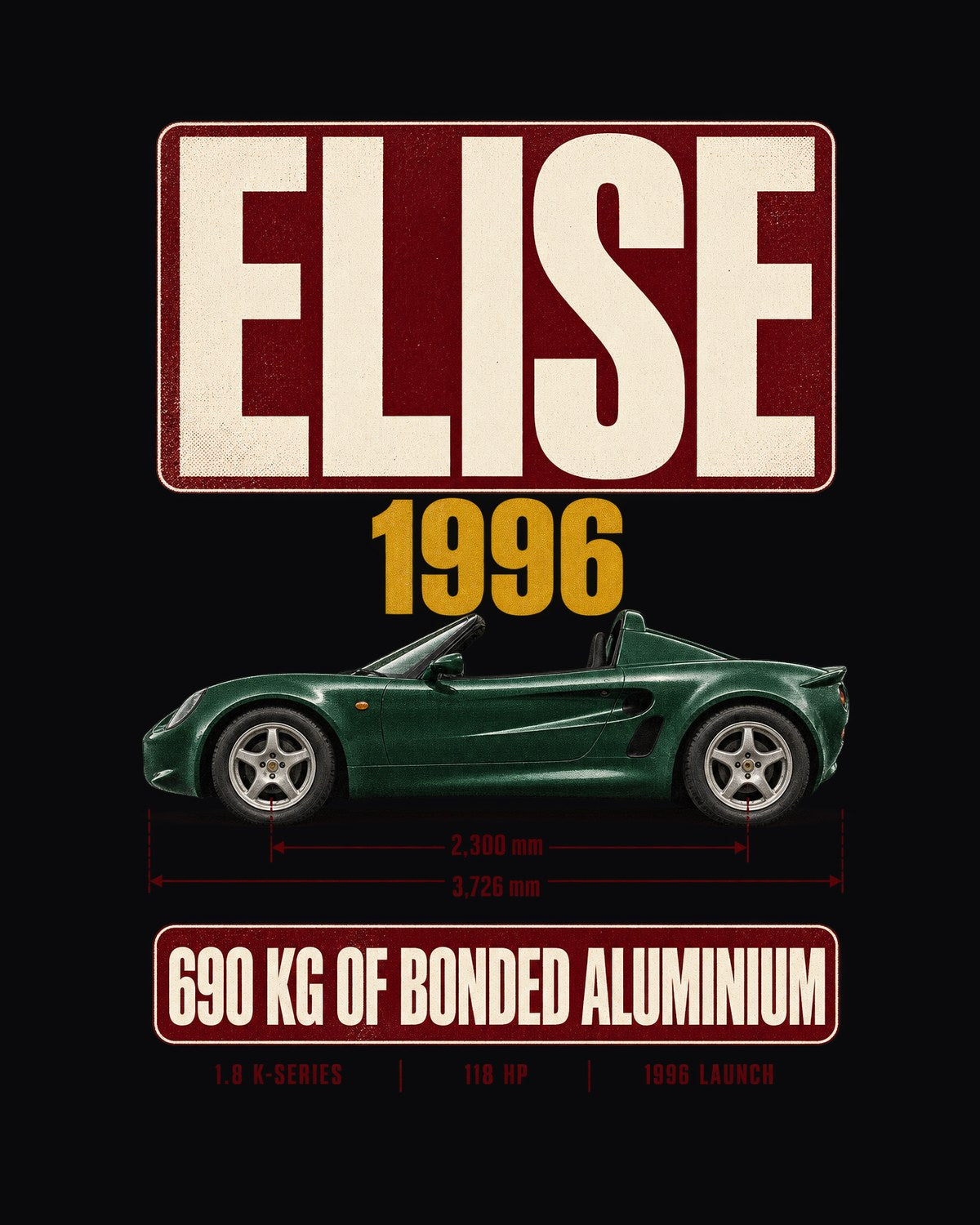 Lotus Elise Series 1 Archive Panel Shirt, 690 kg Aluminium design only