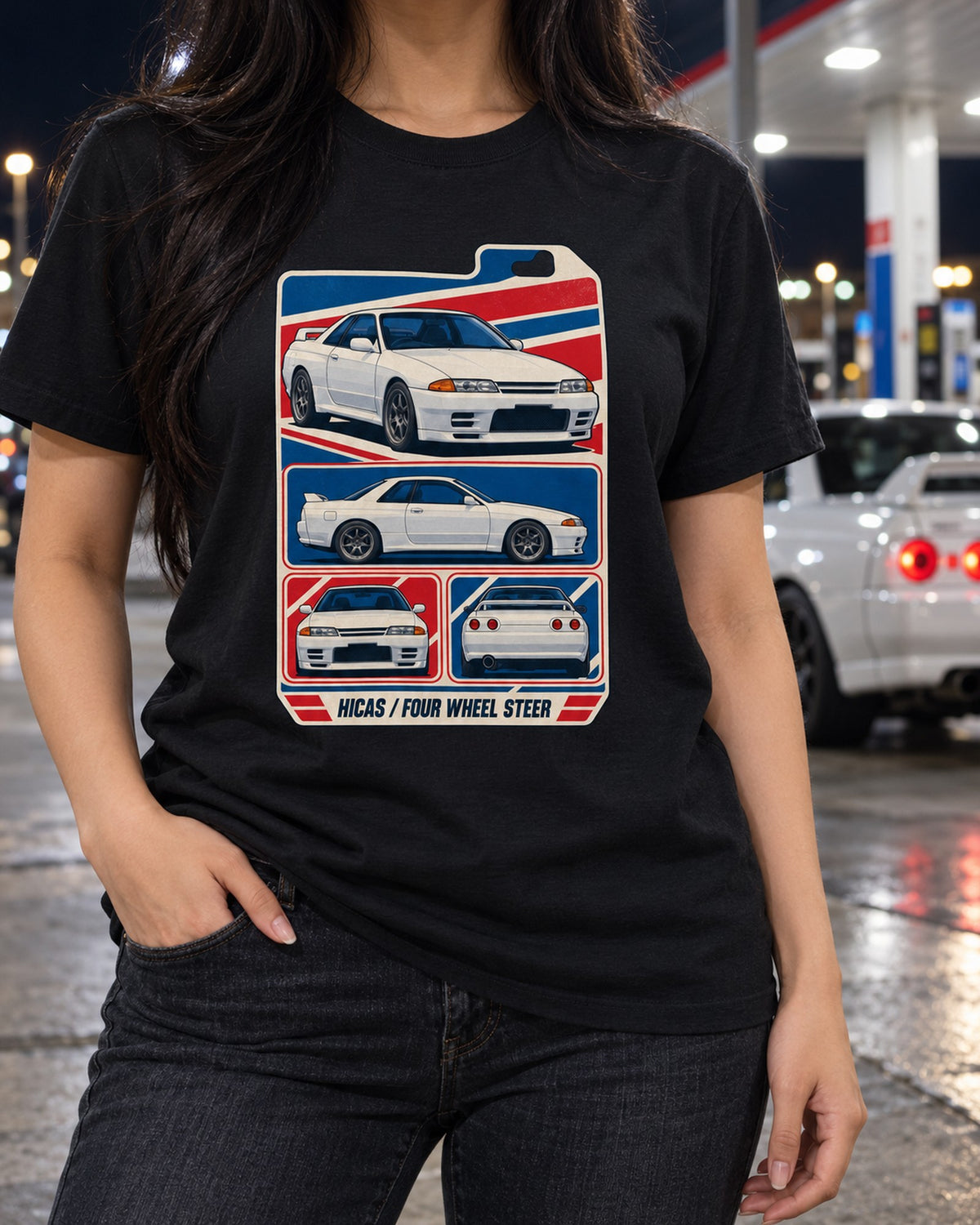 Nissan Skyline GT-R R34 Shield Crest Shirt, Car Guy Gift T-Shirt Black worn hero