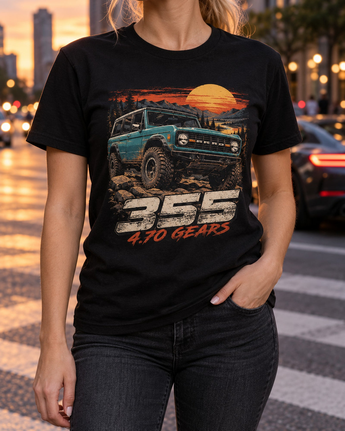 Ford Bronco U725 Sasquatch Anime Rock Crawl Tee T-Shirt Black worn hero