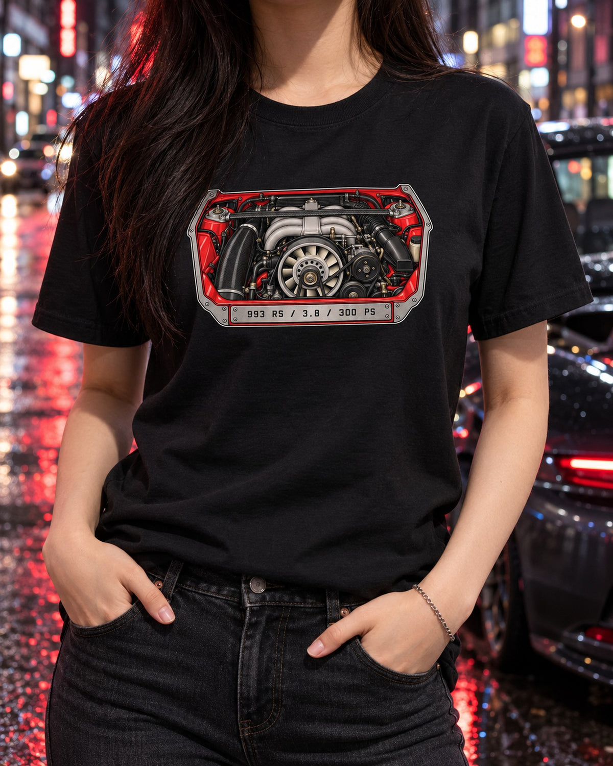 Porsche 901 Topographic Route Map Shirt, 1964 Early Six T-Shirt Black worn hero