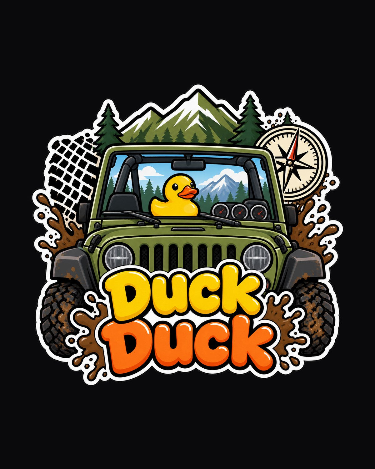 Jeep Wrangler JK Duck Duck Sticker Collage Tee, Jeep Gift design only