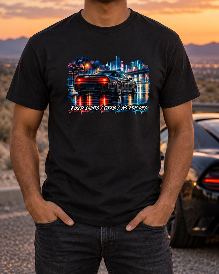 Honda NSX NA2 Fixed Headlights Watercolour Night Shirt T-Shirt Black worn hero