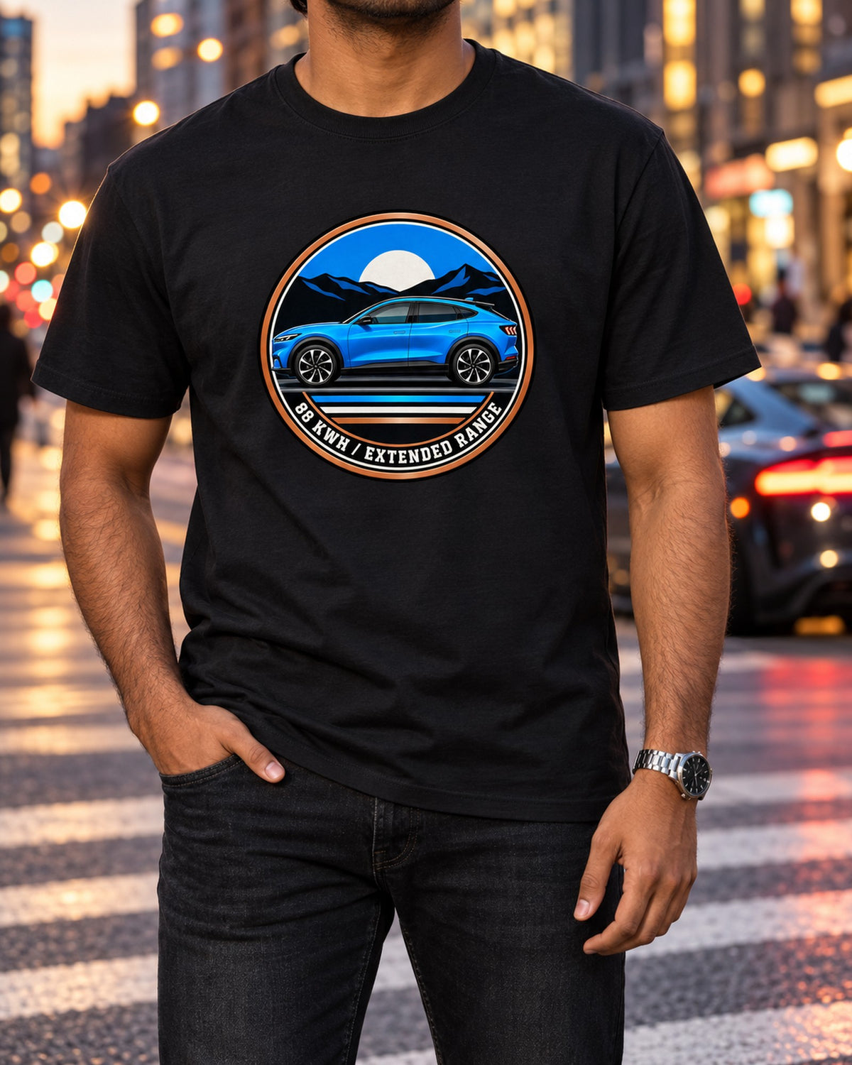 Ford Mustang Mach-E CX727 Screen HUD Shirt, One Gear 3.5 Sec T-Shirt Black worn hero