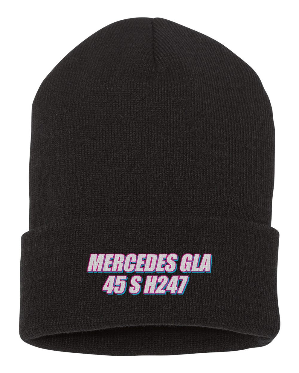 Mercedes Gla 45 S H247 black beanie front view with car name