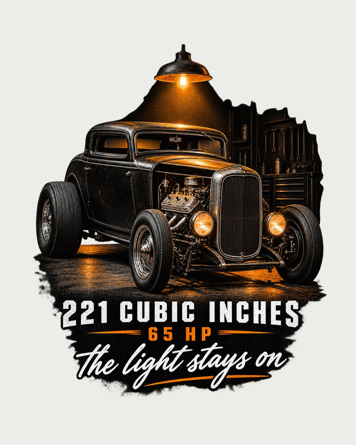 1932 Ford Deuce Three-Window Coupe Flathead V8 Garage Tee design only