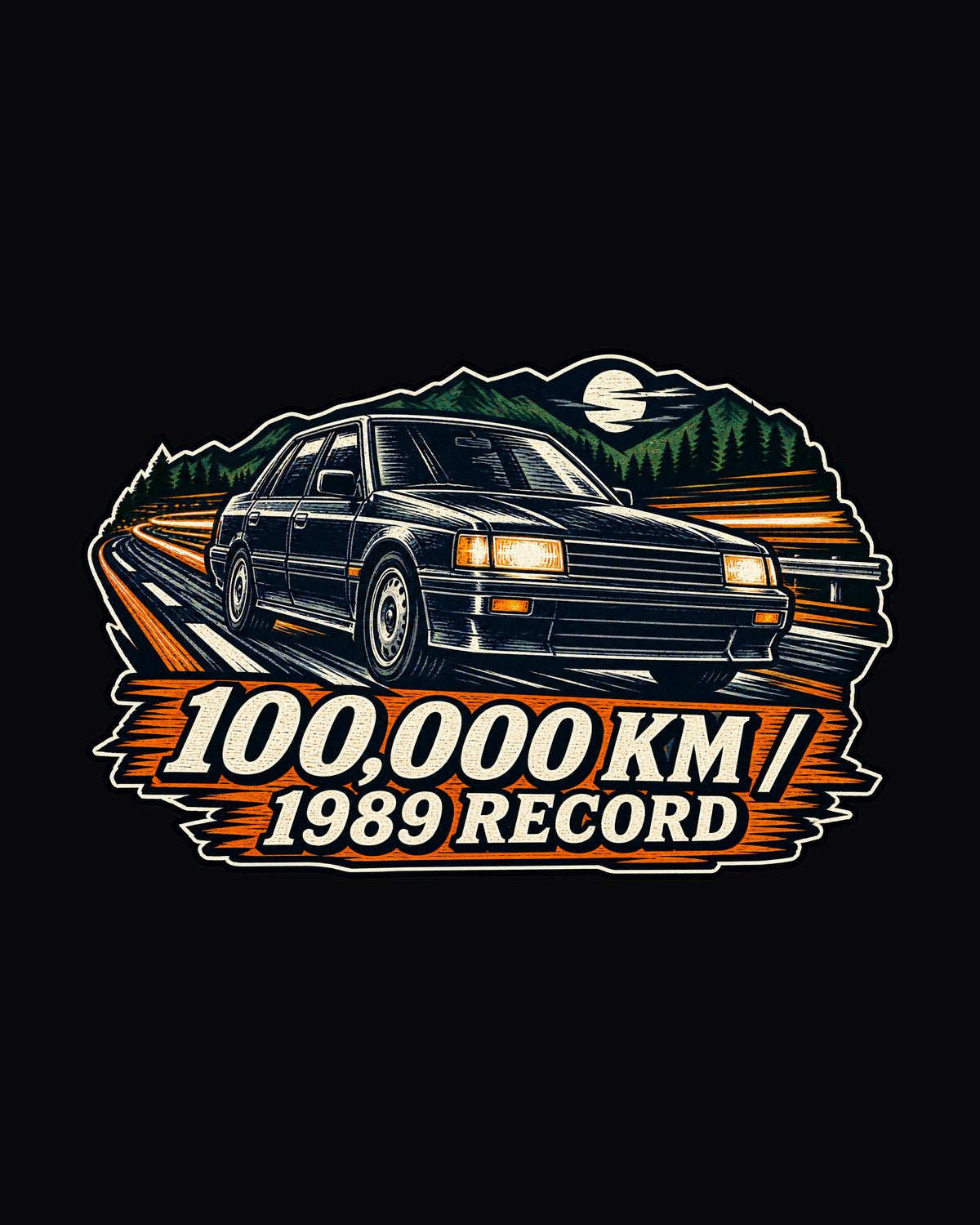 Legacy BC5 RS 100,000 km Record Run Linocut Car Tee design only