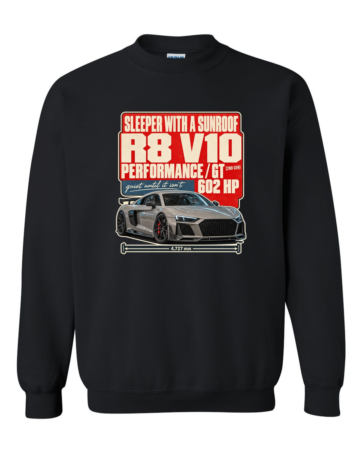 Audi RS7 Sportback C8 street poster print design black crewneck front view with the design
