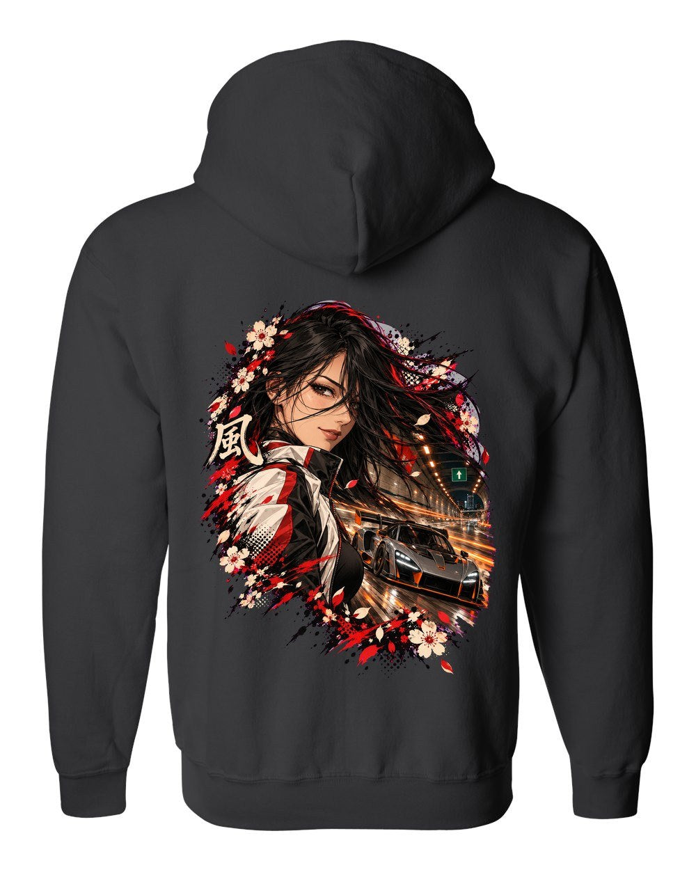 McLaren Senna Anime Girl Zip Hoodie Black back