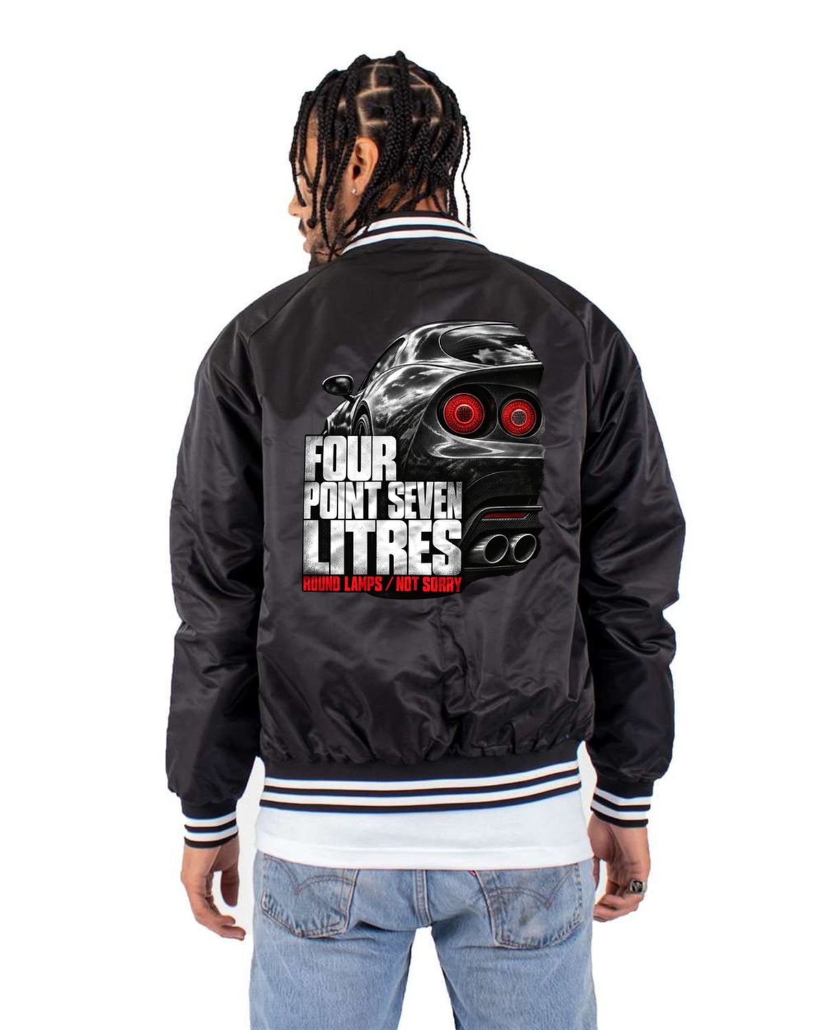 Alfa Romeo 8C Competizione Round Tail Lamp Macro Shirt, 4.7 Litres Bomber Jacket Black back