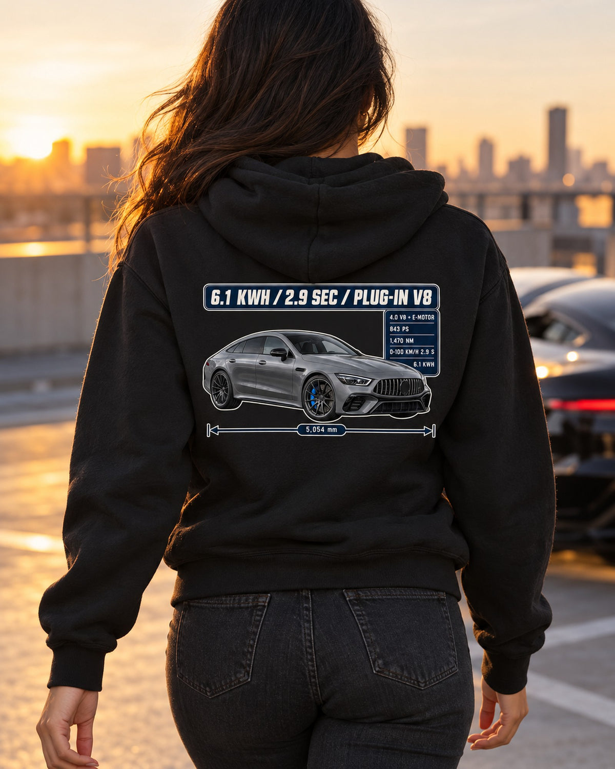 Mercedes-AMG GT 63 S E Performance 2022+ Spec Poster Hoodie or Tee Zip Hoodie Black worn hero