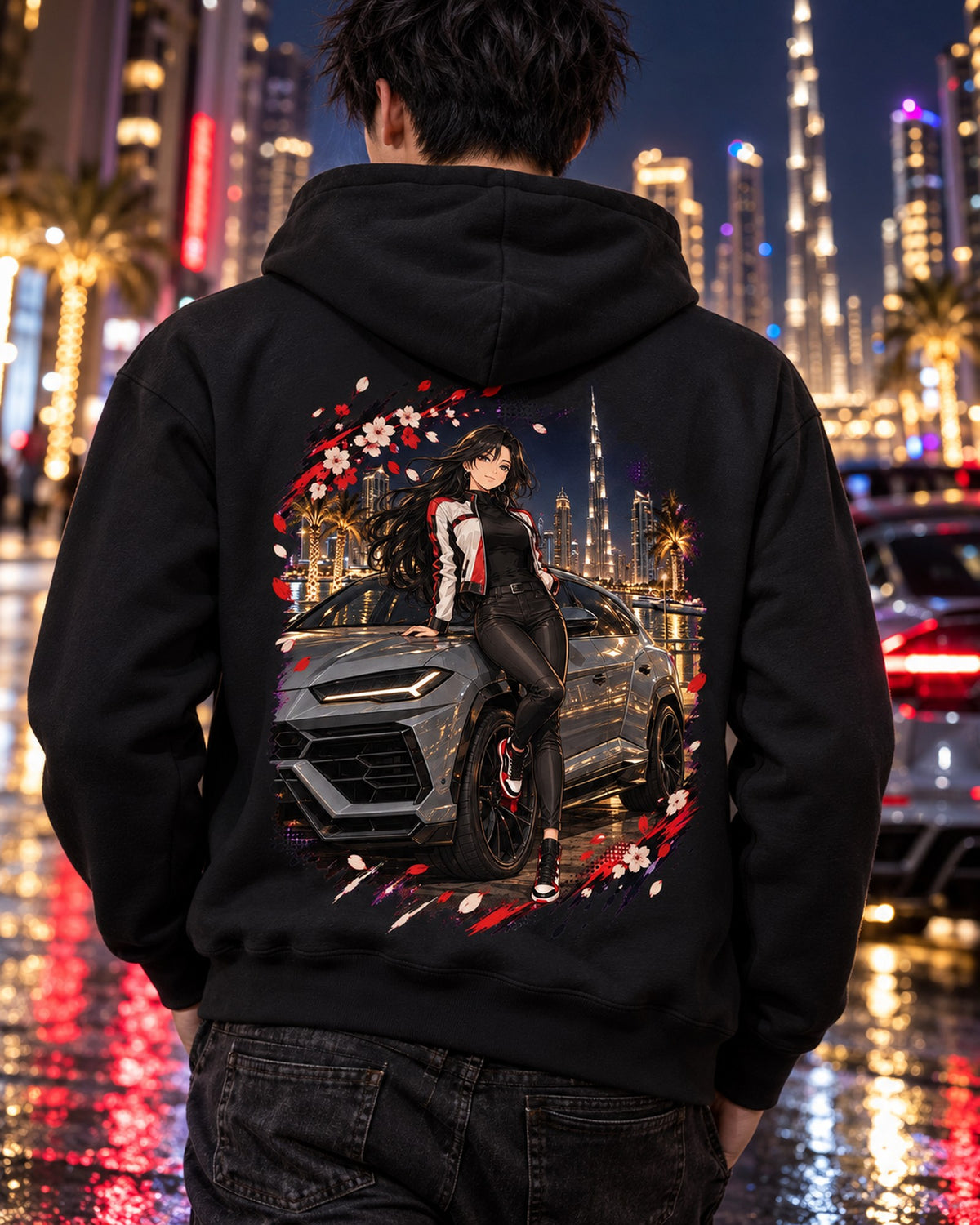 Lamborghini Urus Anime Girl Shirt, Hoodie & More Zip Hoodie Black worn hero
