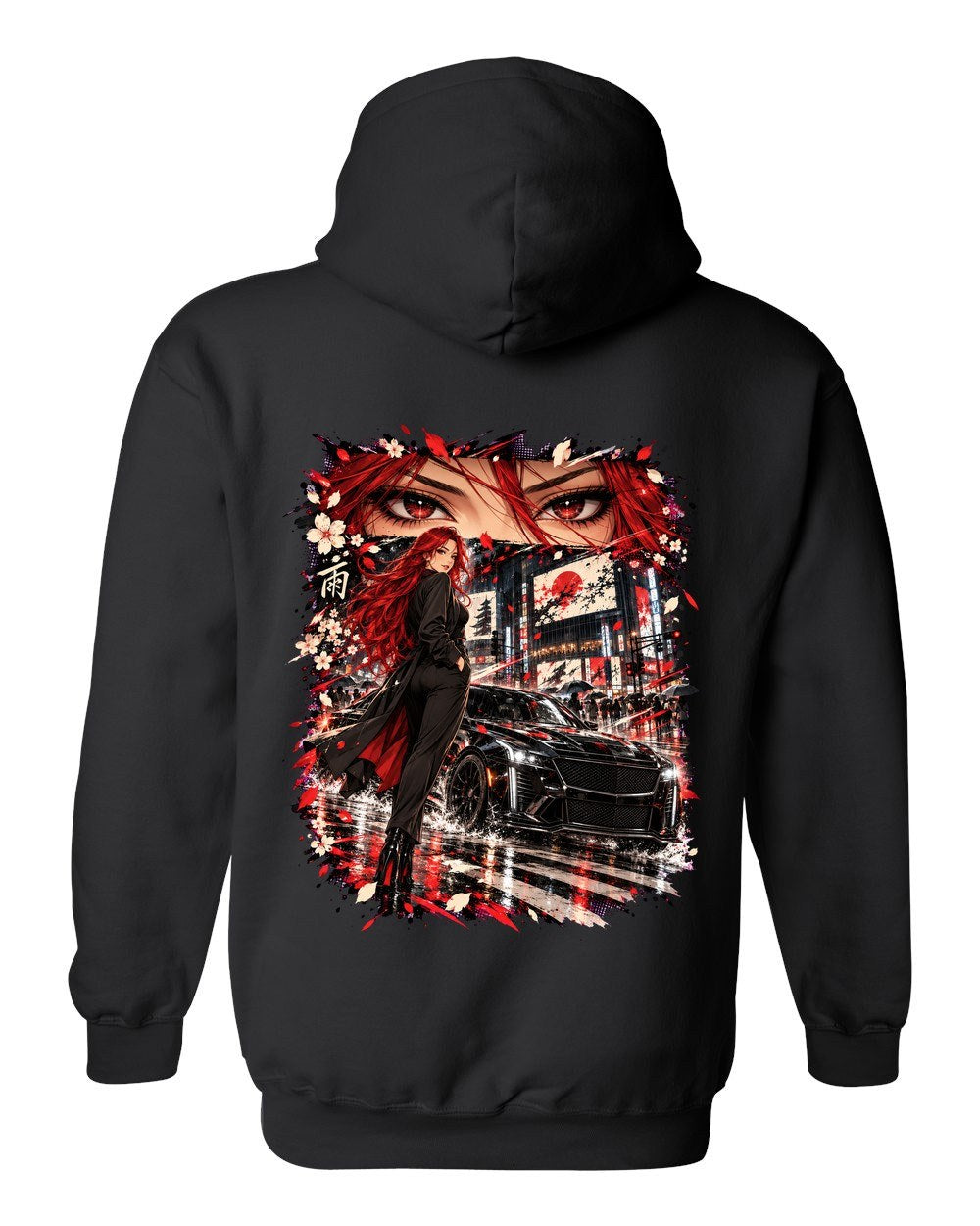 Cadillac CT5-V Blackwing Anime Girl Pull Over Hoodie Black back