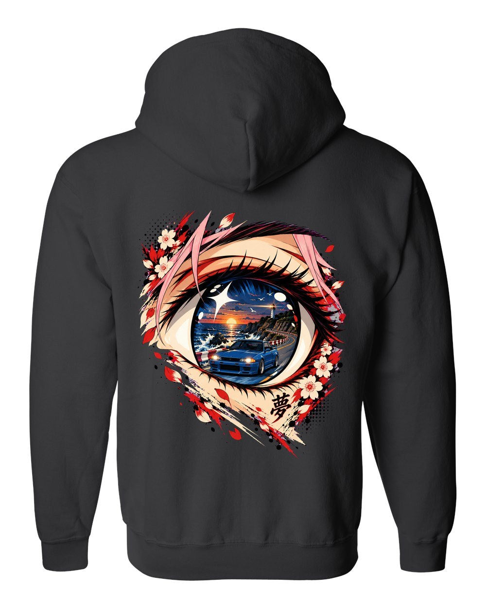 Subaru BRZ Anime Girl Zip Hoodie Black back