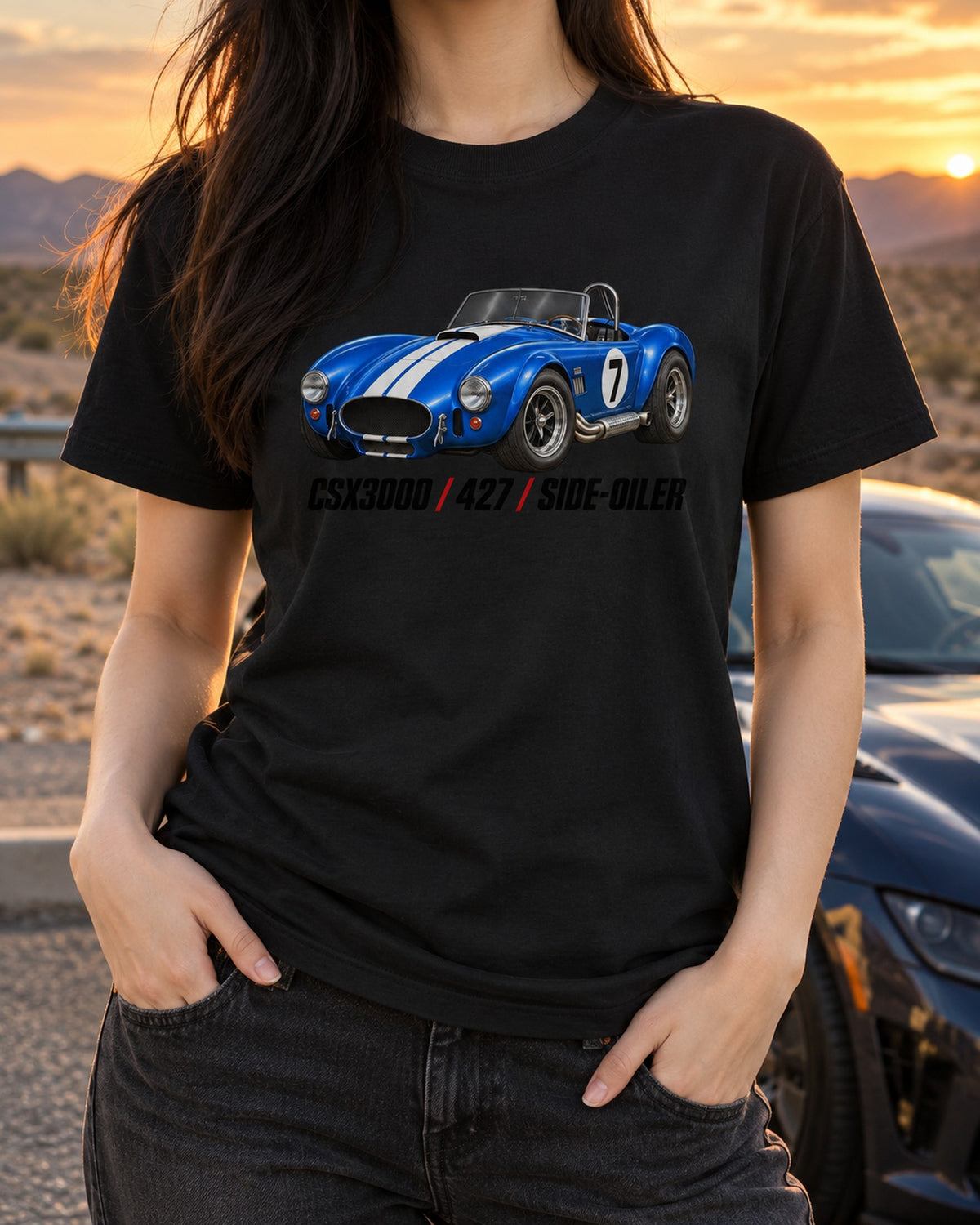 Shelby Cobra 427 CSX3000 Side-Oiler Racing Roundel Shirt T-Shirt Black worn hero