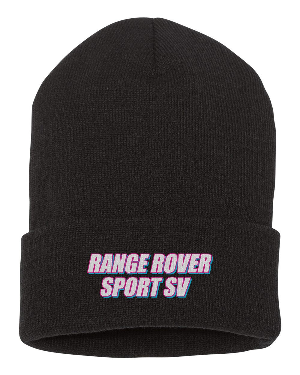 Range Rover Sport Sv black beanie front view with car name