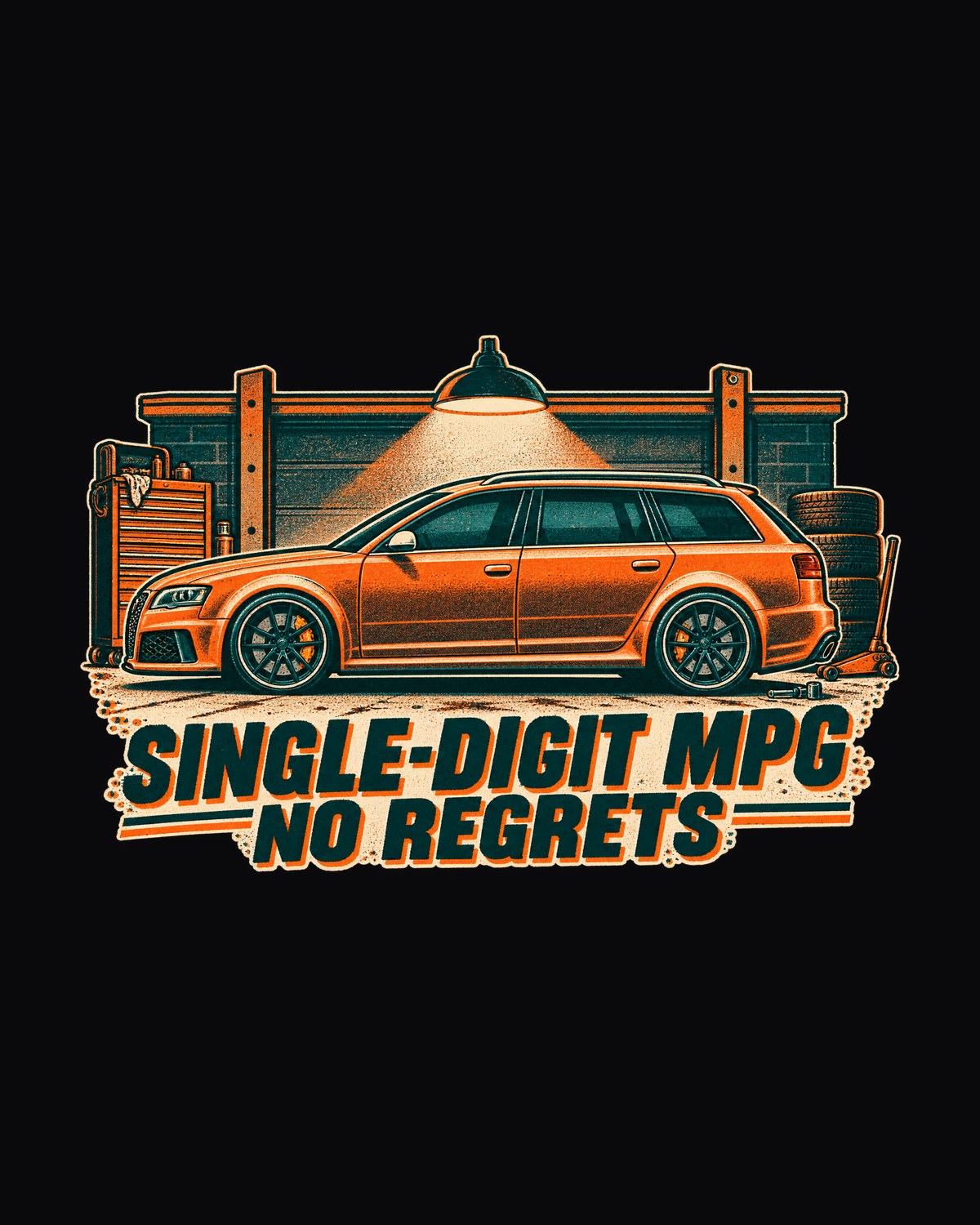 Audi RS6 Avant C6 4F Risograph Garage Light Shirt, No Regrets design only