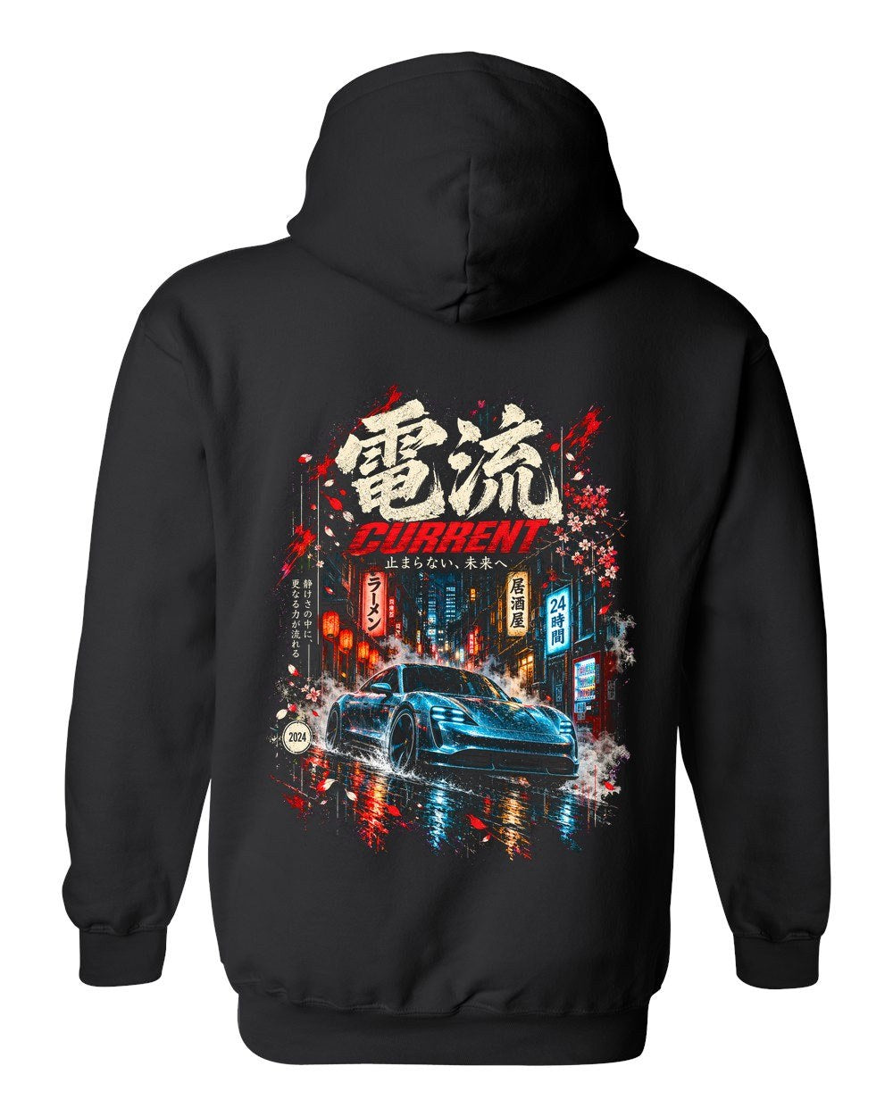 Porsche Taycan Turbo S Pull Over Hoodie Black back