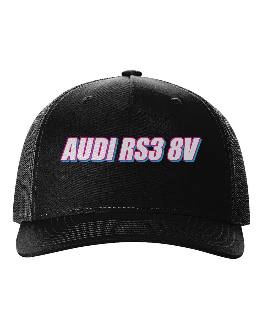 black hat front view with car name