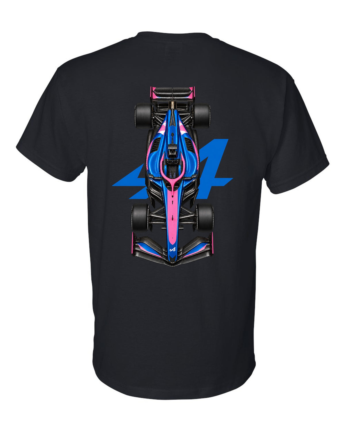 Alpine A526 Formula 1 overhead poster artwork black t-shirt back view with the design