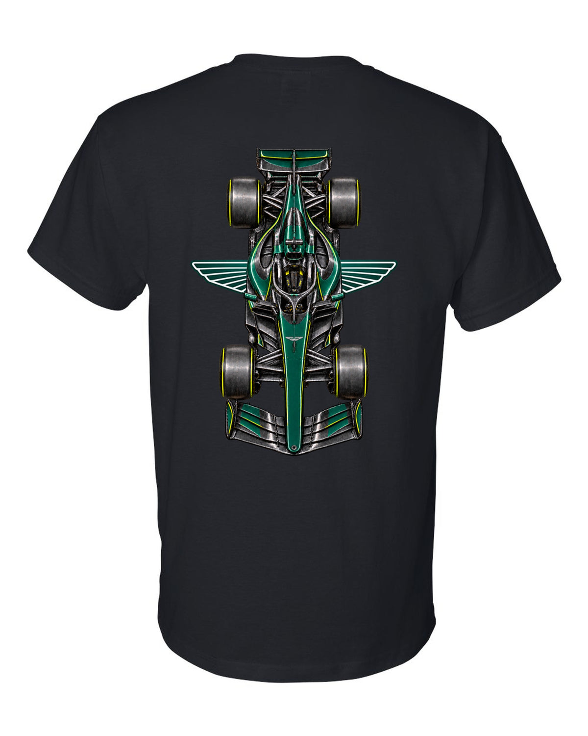 Aston Martin AMR26 Formula 1 overhead poster artwork black t-shirt back view with the design