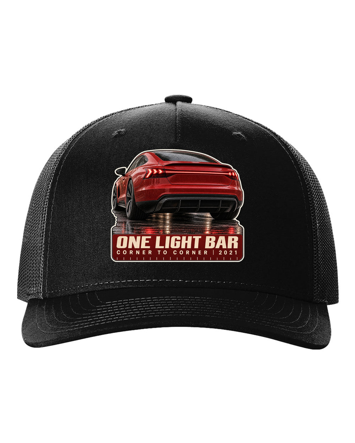 Audi RS e-tron GT rear light bar macro print design black hat front view with the design