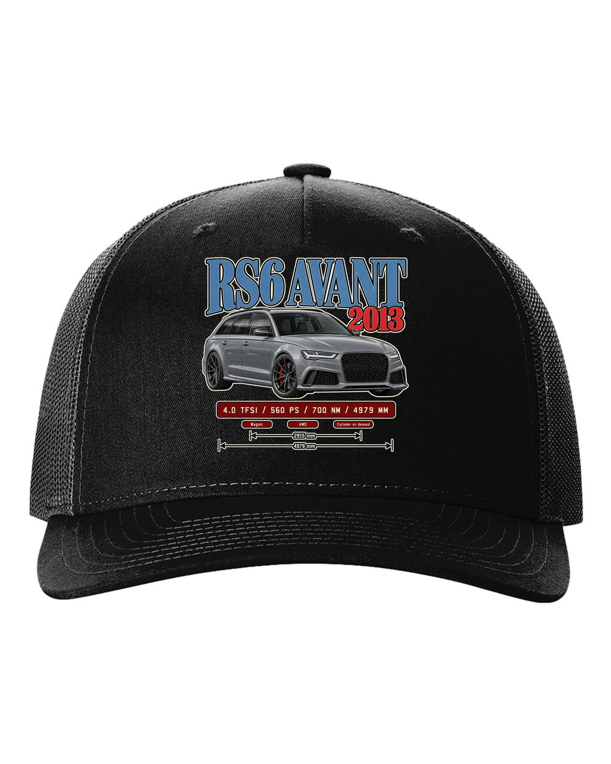 Audi RS6 Avant C7 2013 archive panel print black hat front view with the design