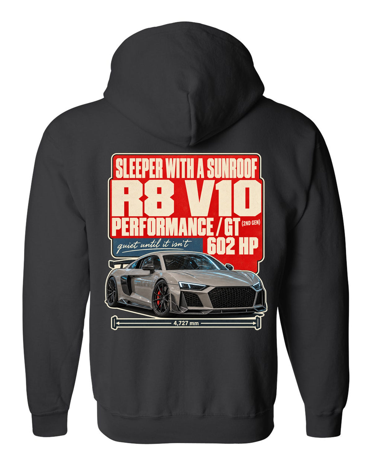 Audi RS7 Sportback C8 street poster print design black zip hoodie back view with the design