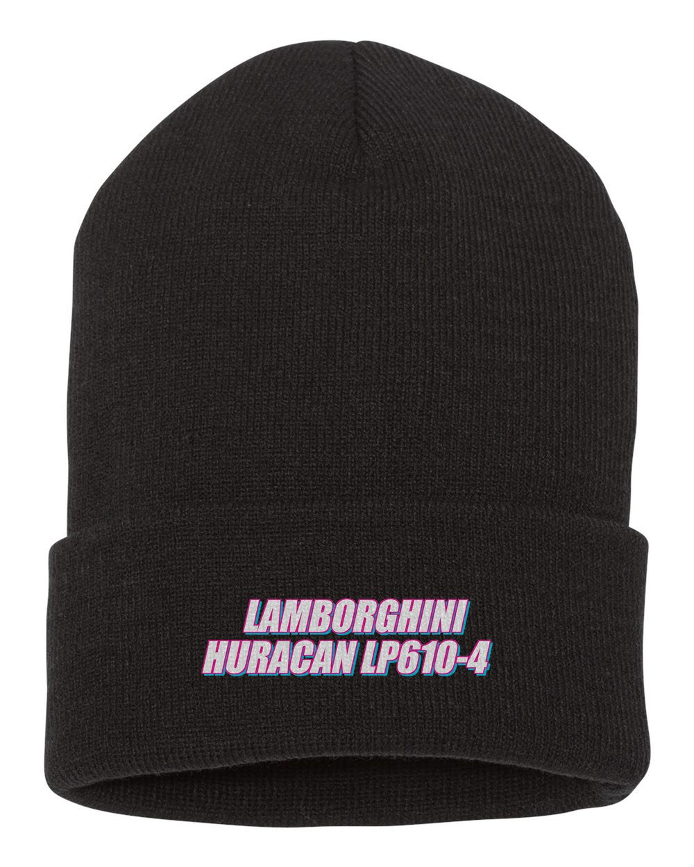 Lamborghini Huracan Lp610-4 black beanie front view with car name