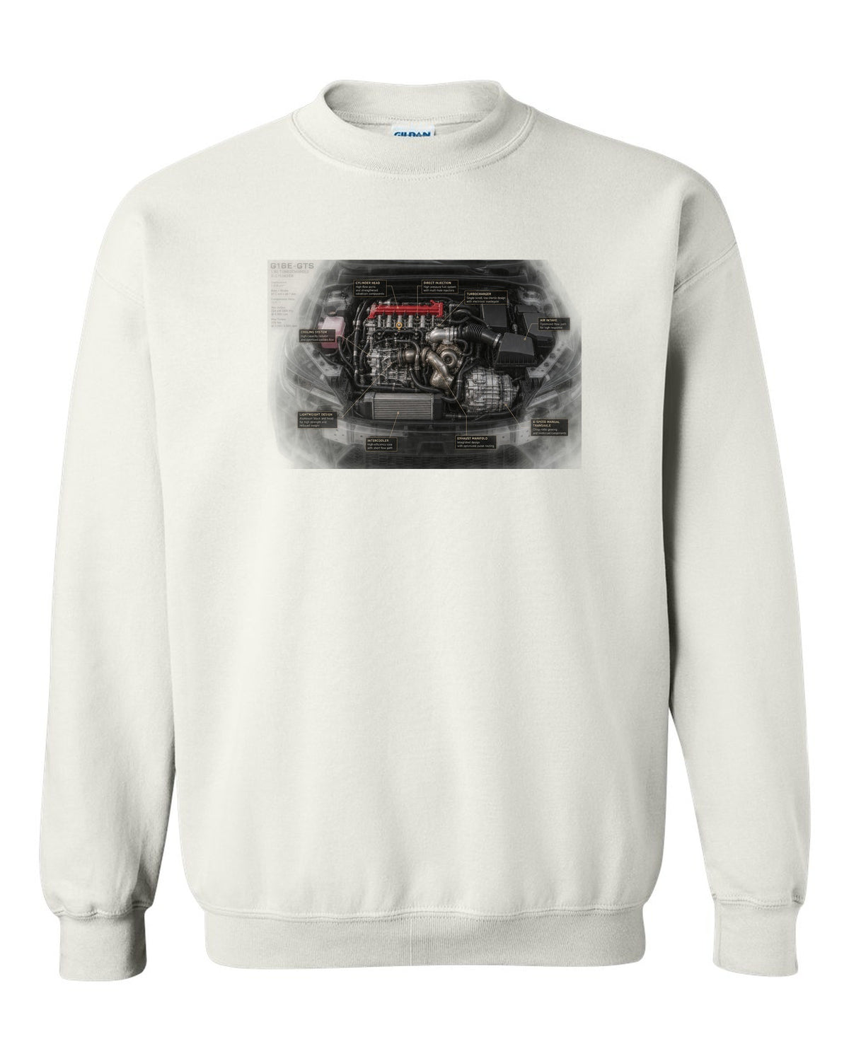 GR Corolla Circuit Edition Aero Callouts Graphic Tee white crewneck front view with the design