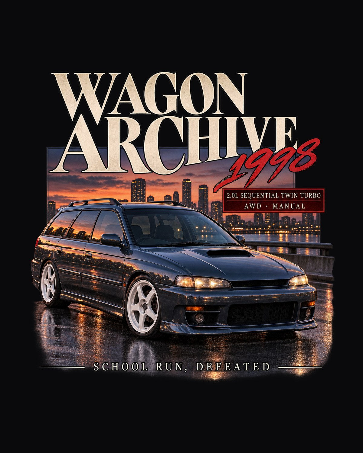 Subaru Legacy GT-B BH5 School Run Defeated Wagon Archive Tee design only